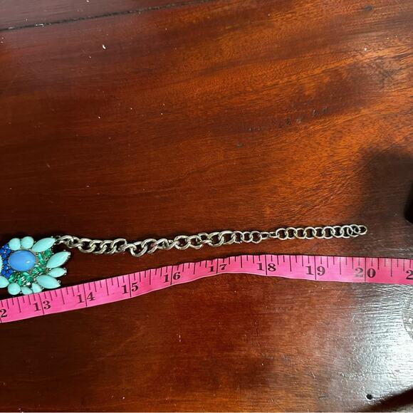 J Crew Blue Green Statement Necklace Retro Summer Casual Resort Preppy Vacation - Picture 5 of 9